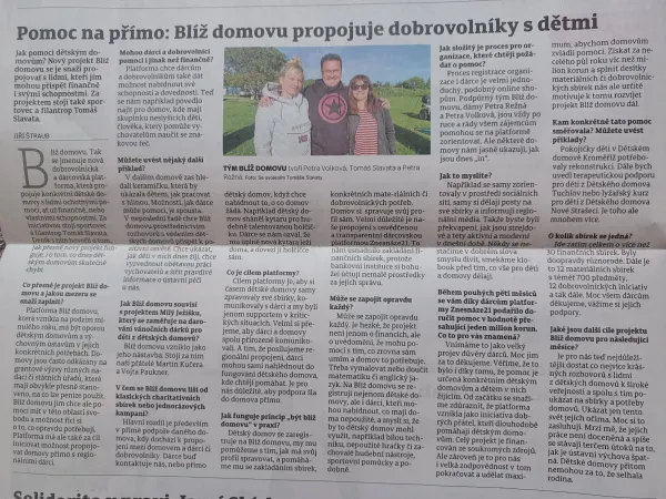 O Blíž domovu v deníku.cz